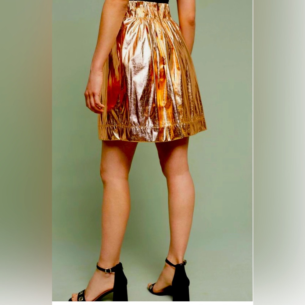 NWOT Anthropologie Moulinette Soeurs Rose Gold Metallic Skirt